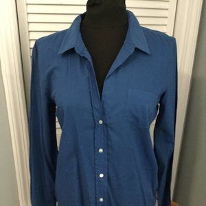 LILLY PULITZER Indigo Blue Cotton Button Down Top
